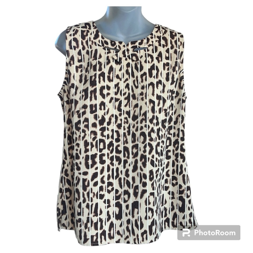 CAbi 3070 Ginger Leopard Print Sleeveless Cami Blouse size Medium